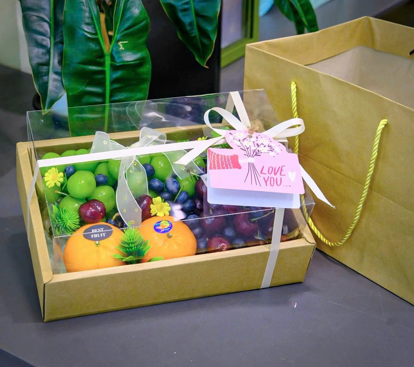 HỘP QUÀ TRÁI CÂY TẾT NẮP MICA